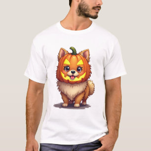 Pumpkin Mask Pomeranian Dog T-Shirt