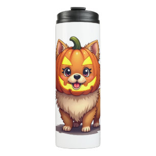 Pumpkin Mask Pomeranian Dog Thermal Tumbler