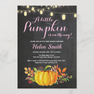 Pumpkin Mason Jar String Lights Girl Baby Shower Invitation
