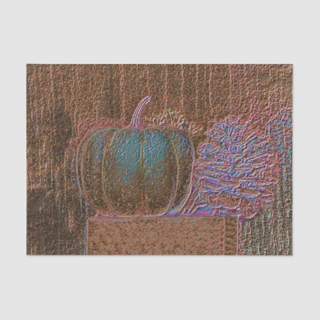 Pumpkin Metallic Teal Gold Purple Fall Tissue Paper (Front)