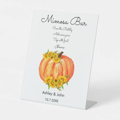Pumpkin Mimosa Bar Fall Wedding Pedestal Sign
