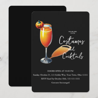 Pumpkin Mimosa Costumes and Cocktails Halloween Invitation