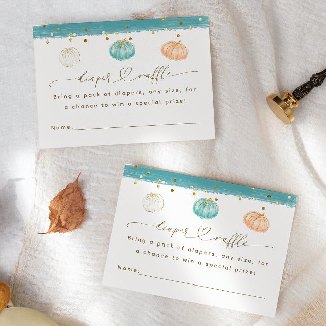 Pumpkin Minimalist Modern Fall Baby Boy Shower Enclosure Card (Creator Uploaded)