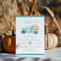 Pumpkin Minimalist Modern Fall Baby Boy Shower Invitation