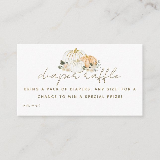 Pumpkin Minimalist Modern Fall Baby Shower Diaper Enclosure Card (Front)