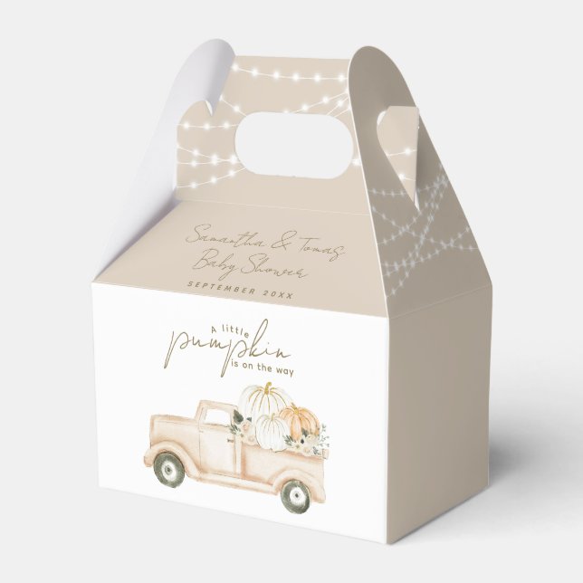 Pumpkin Minimalist Modern Fall Baby Shower Favor Boxes (Front Side)