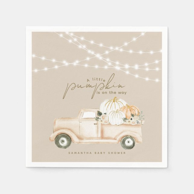 Pumpkin Minimalist Modern Fall Baby Shower Napkins (Front)