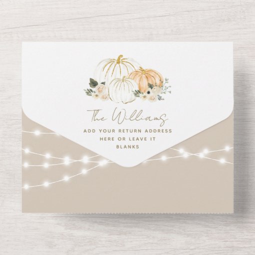 Pumpkin Minimalist Simple Modern Fall Baby Shower All In One Invitation ...