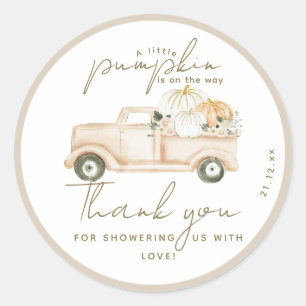 Pumpkin Minimalist Simple Modern Fall Baby Shower Classic Round Sticker