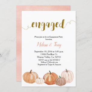 Pumpkin modern engagement party invitation