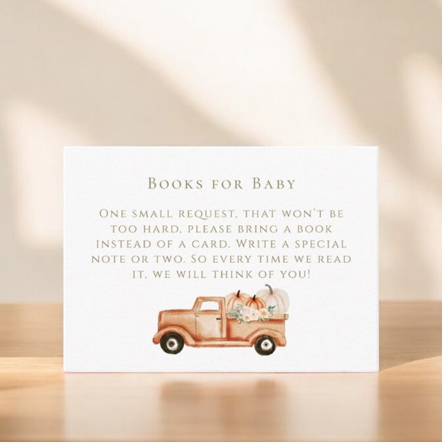 Pumpkin Modern Fall Books For Baby Shower Enclosure Card (Creator Uploaded)