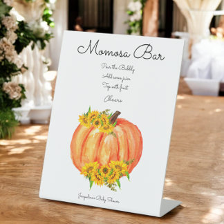 Pumpkin Momosa Bar Fall Baby Shower Pedestal Sign