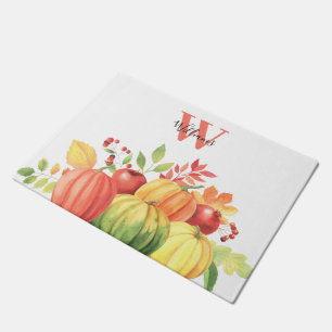 Pumpkin Monogram Name Doormat