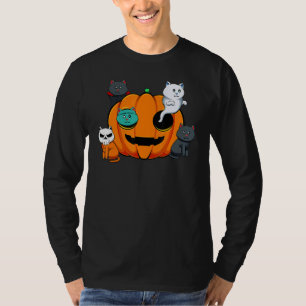 Pumpkin Monster Cats Lazy Halloween Costume Cute K T-Shirt