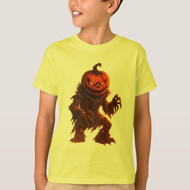 Pumpkin Monster Halloween Design T-Shirt (Front)