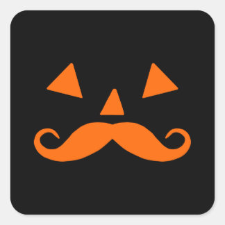 Pumpkin Moustache Halloween Square Sticker