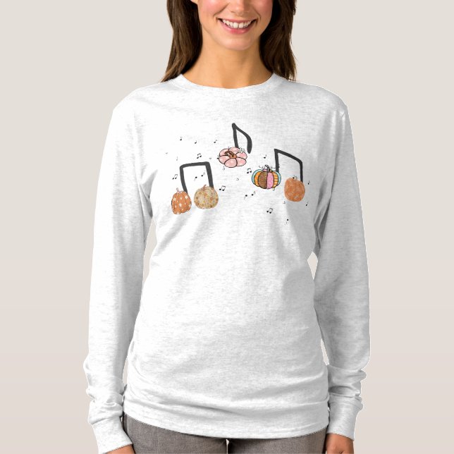 Pumpkin Music Note Music Teacher Halloween T-Shirt (Front)