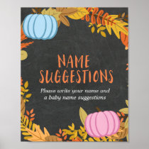 Pumpkin Name Suggestions Board Gender Reveal Party Poster