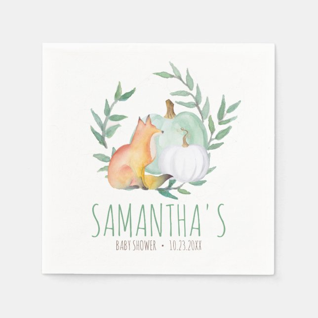 Pumpkin Napkins – November Baby Shower (Front)