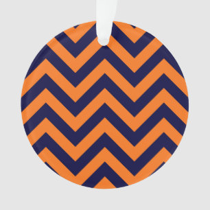 Pumpkin, Navy Blue Large Chevron ZigZag Pattern Ornament