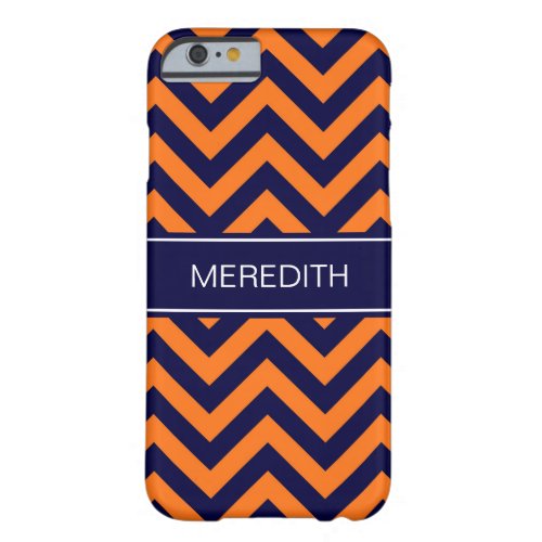 Pumpkin Navy LG Chevron Navy Blue Name Monogram Barely There iPhone 6 Case