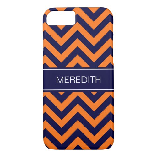 Pumpkin Navy LG Chevron Navy Blue Name Monogram iPhone 87 Case