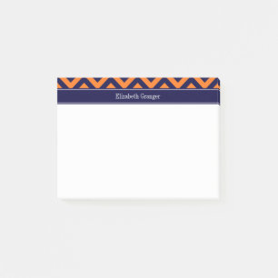 Pumpkin Navy LG Chevron Navy Blue Name Monogram Post-it Notes