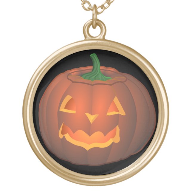 Pumpkin Necklace Halloween Jack-o-lantern Necklace (Front)