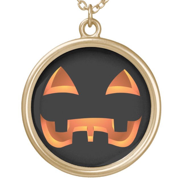Pumpkin Necklace Halloween Jack-o-lantern Necklace (Front)