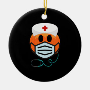Pumpkin Nurse Funny Scary Halloween Nurse Costume Ceramic Ornament