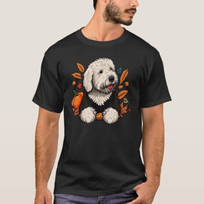 Pumpkin Old English Sheepdog costume on Bobtail Ha T-Shirt