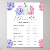 Pumpkin Old Wives Tales Gender Reveal Board  Poster