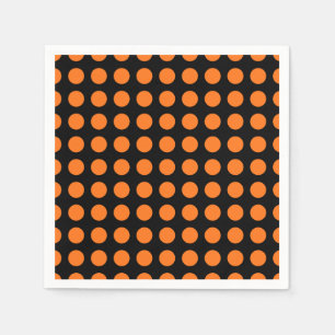 Pumpkin on Black Large Horizontal Polka Dots Paper Napkins