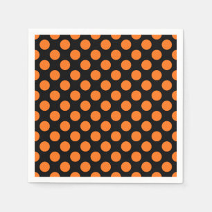 Pumpkin on Black Large Size Polka Dots Paper Napkins