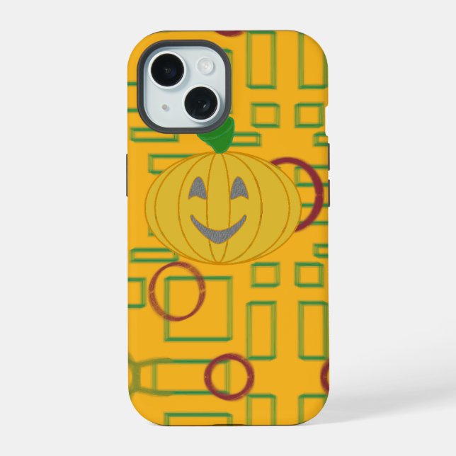Pumpkin on Geometric Background Iphone Case (Back)