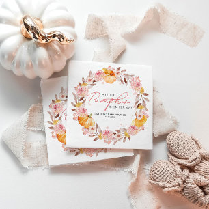 Pumpkin "On Her Way" Baby Shower Custom Napkins