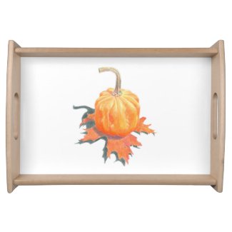 Pumpkin on Oak Leaf Serving Tray