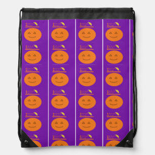 Pumpkin on Purple Drawstring Backpack