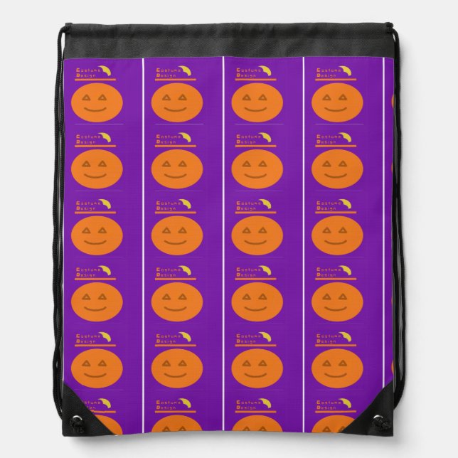 Pumpkin on Purple Drawstring Backpack (Front)