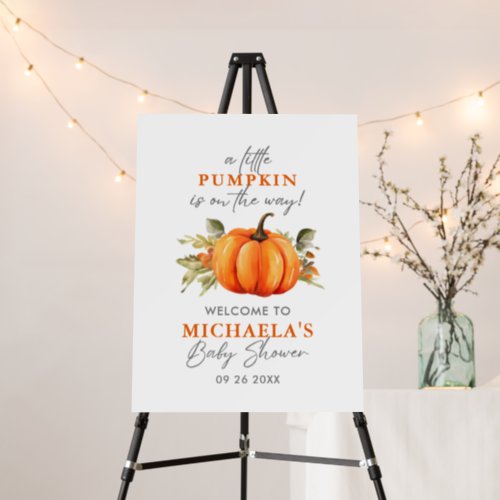Pumpkin On The Way Baby Shower Welcome Sign