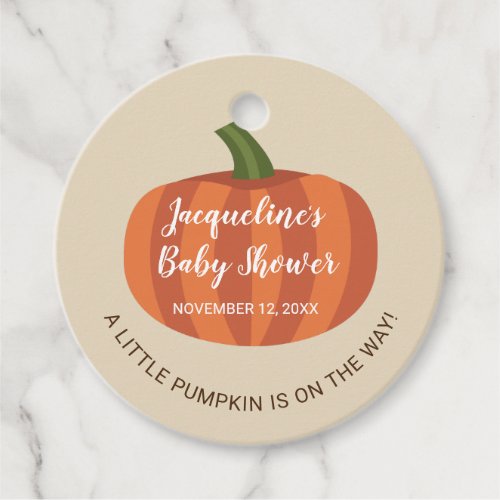 Pumpkin On The Way Fall Autumn Baby Shower Favor Tags