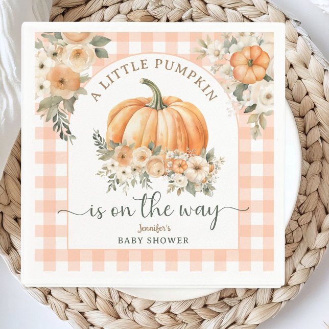 Pumpkin On The Way Fall Baby Shower Gender Neutral Napkins (Creator Uploaded)