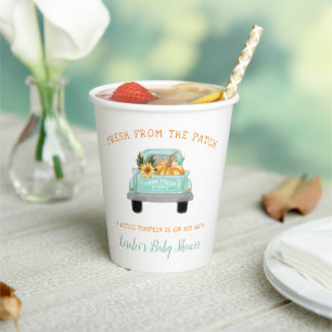 Pumpkin On The Way Farm Truck Fall Baby Shower Paper Cups