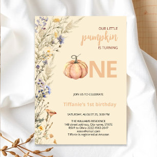 Pumpkin one fall first birthday invitation