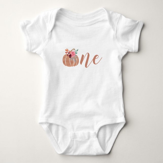 Pumpkin one first birthday baby bodysuit (Front)