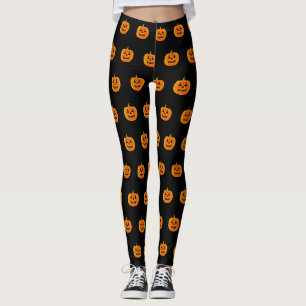 Pumpkin Orange and Black Halloween Leggings