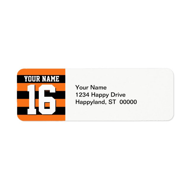 Pumpkin Orange Black Team Jersey Preppy Stripe Label (Front)