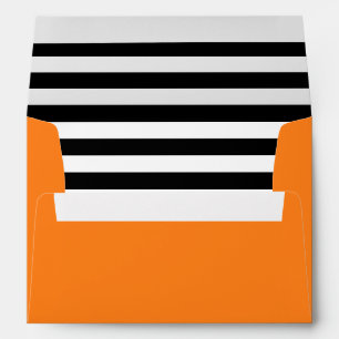 Pumpkin Orange Black & White Striped Liner Envelope