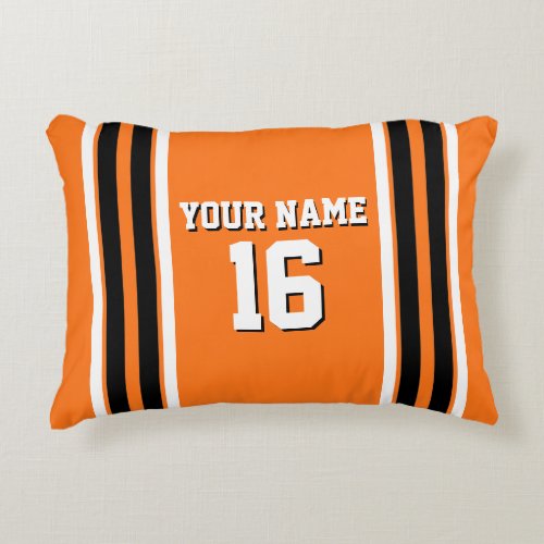 Pumpkin Orange Blk Team Jersey Custom Number Name Accent Pillow