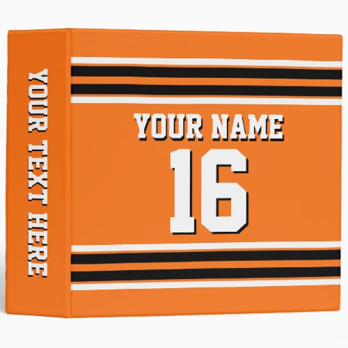 Pumpkin Orange Blk Team Jersey Custom Number Name Binder